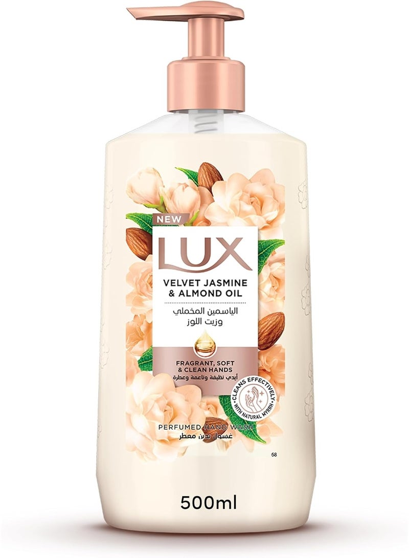 لوكس غسول اليدين السائل المعطر من لوكس، برائحة الياسمين المخملي، مع زيت اللوز والجلسرين، ليدين ناعمتين ونظيفتين ومعطرتين، 500 مل - Image 2